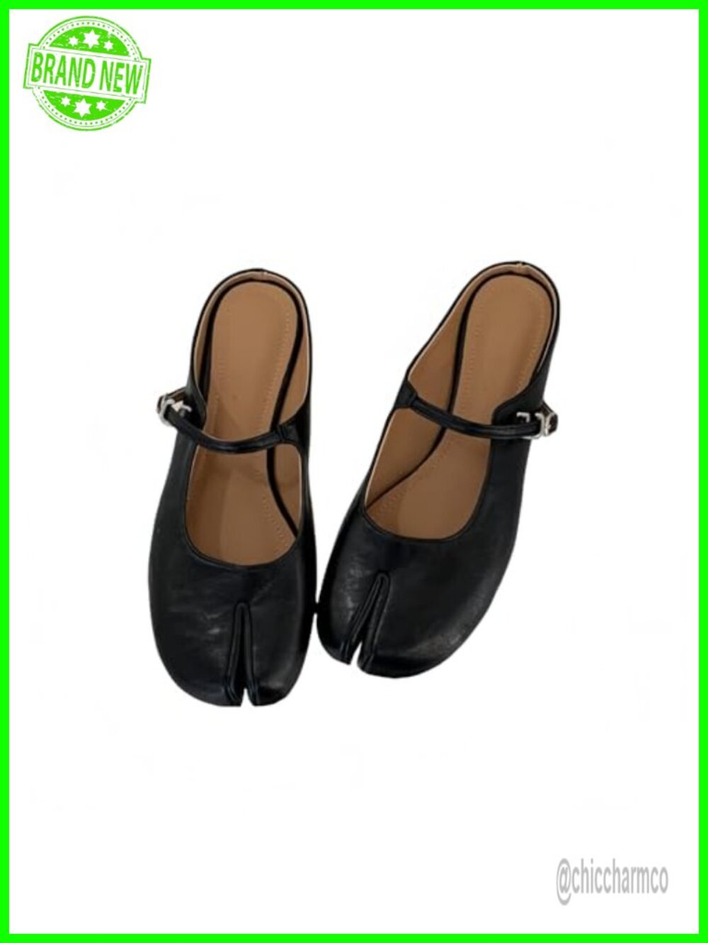 Tabi Shoes Mary Jane Mules Flats Slip-On Slides for Women Split Toe Cushioned
